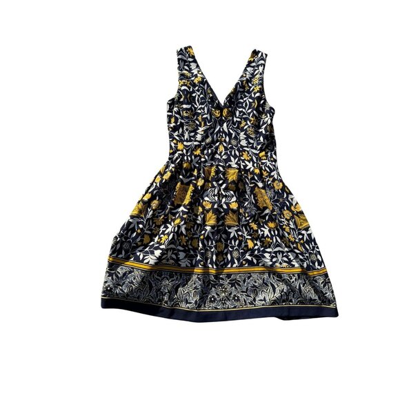 Floral Women’s Sleeveless A-Line Dress Navy Blue/Yellow Size M Polyester - Picture 2 of 7